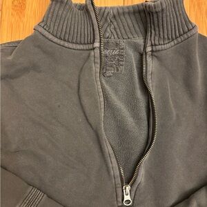 AERIE MEDIUM Gray Half-Zip Mock Turtleneck Sweater